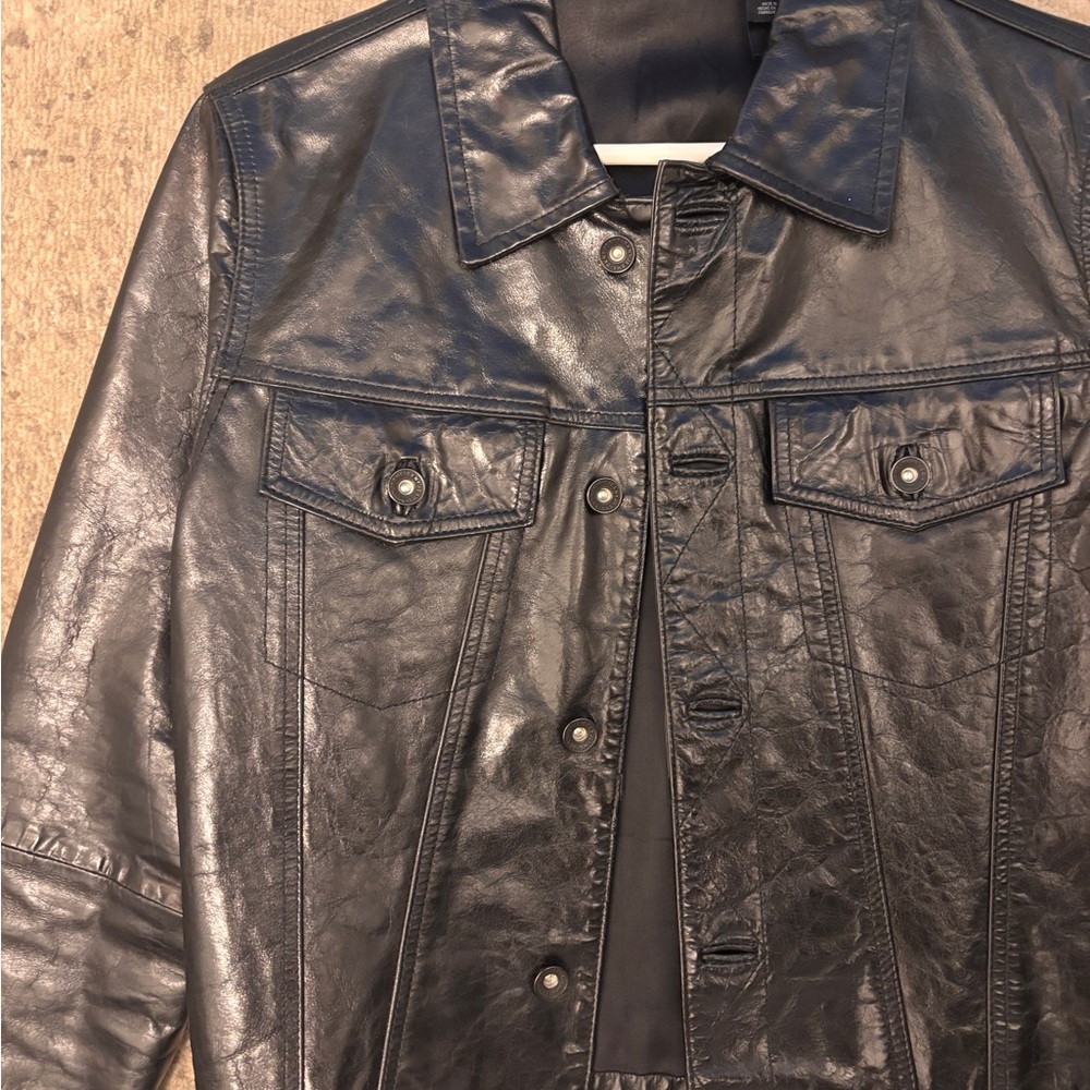 DKNY vintage  Black 100% Leather Jacket - Picture 9 of 9